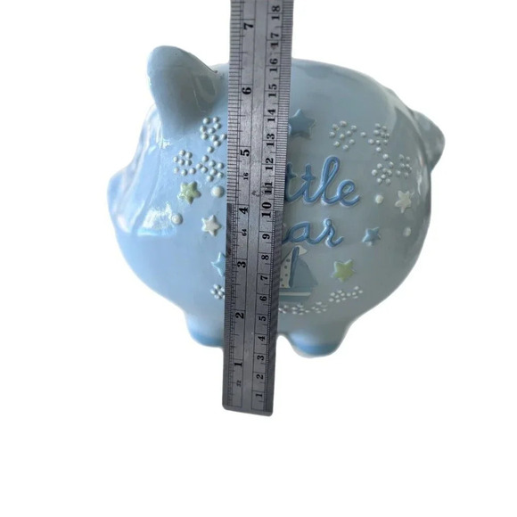 Little Star Blue Ceramic Piggy Bank With A Stopper Excellent Condition - Picture 7 of 8